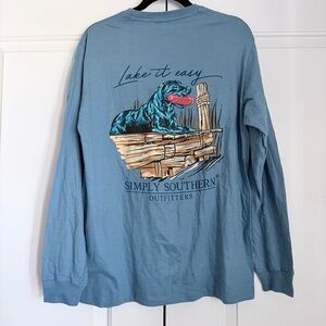 NWT Mens Simply Southern Lake it Easy Bluesy Long Sleeve Tee Size M